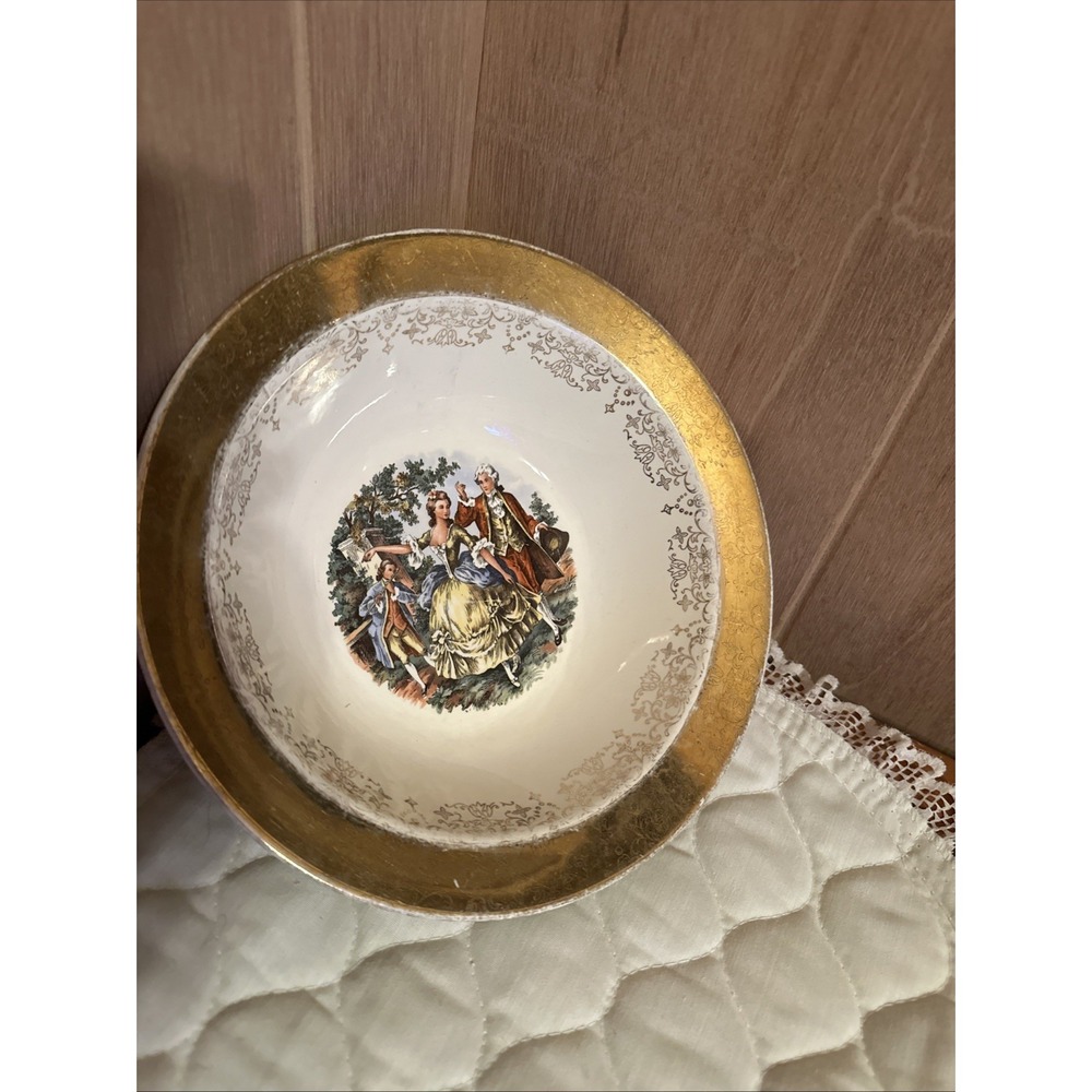 VINTAGE SABIN CREST-O-GOLD ROUND 9" SERVING BOWL 22K‎ GOLD GILDING